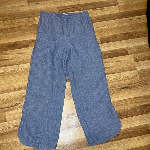 Christian Siriano Linen Wide Leg Pants Medium Coastal Chic Minimalist Resortwear - Picture 2 of 7